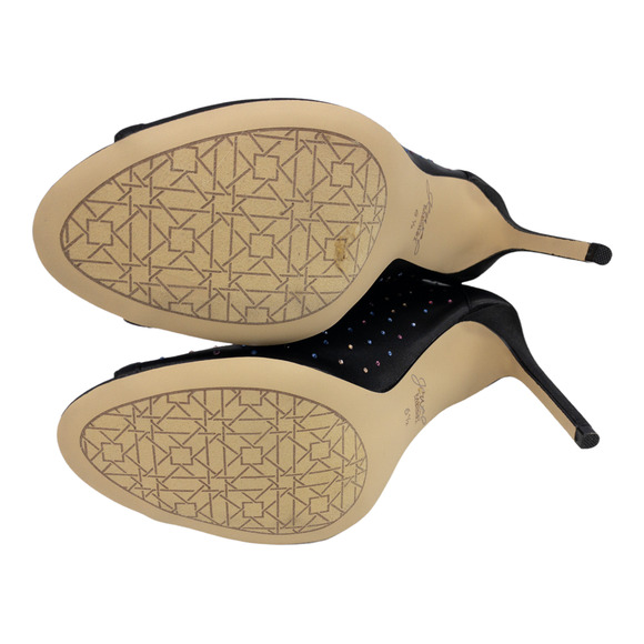 Badgley Mischka Black Rhinestone Open Toe Stiletto Boots Women's 6.5 7 7.5 8.5 - Picture 10 of 10